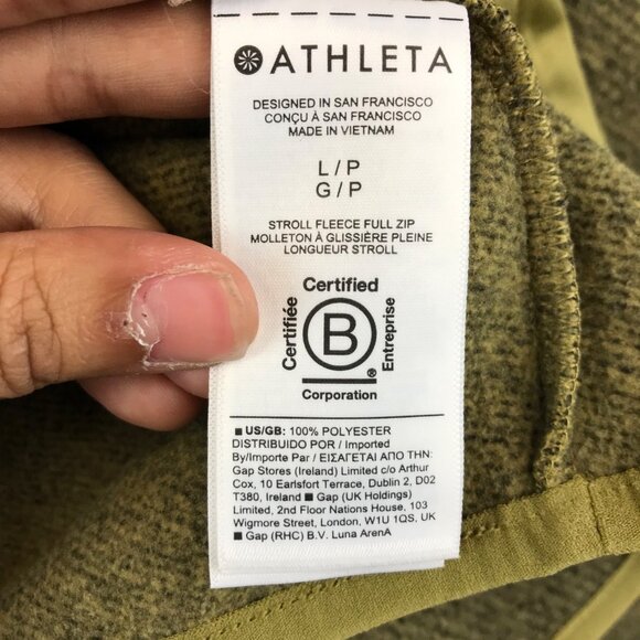 Athleta Full Zip Jacket Stand Up Collar Olive Green Women's Size L - Picture 10 of 13